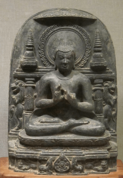 'Buddha's_First_Sermon',_chlorite_statue_from_India,_Pala_dynasty,_11th_century,_Honolulu_Academy_of_Arts