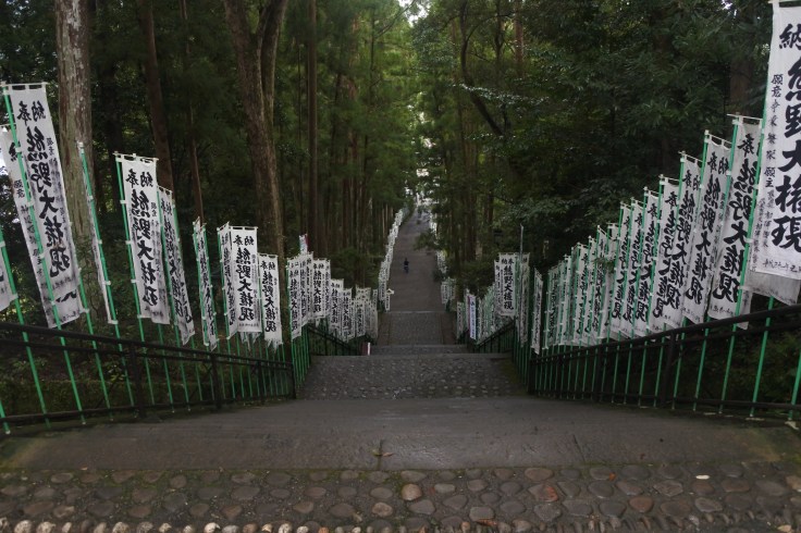 Hongu Taisha descending steps.